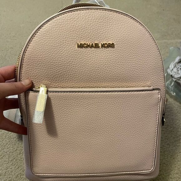 Michael Kors Adina Kenly Backpack Powder Blush Pink Pebbled Leather NWT - Picture 9 of 11